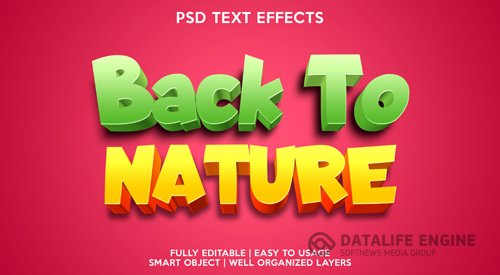 Back to nature text effect premium psd