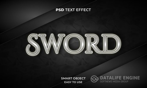 3d sword text effect template with dark color premium psd