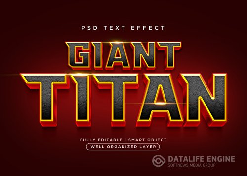 3d style titan text effect psd