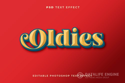 3d oldies text effect template with vintage style premium psd