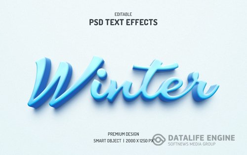 Winter text effect editable cold text style psd