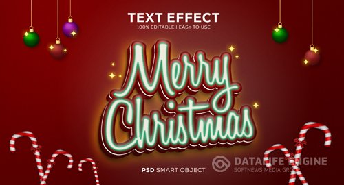 Neon christmas psd text