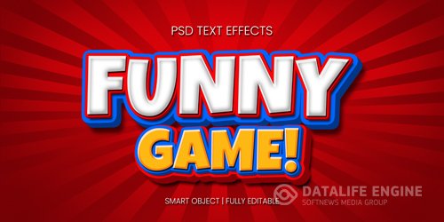 Funny game 3d text effect psd