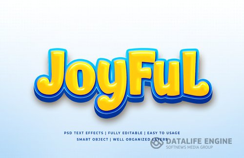 Joyful cartoon 3d text style effect psd