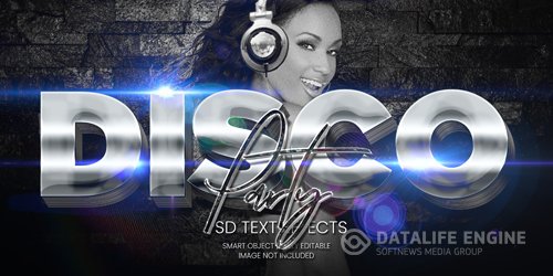 Disco party text effect psd