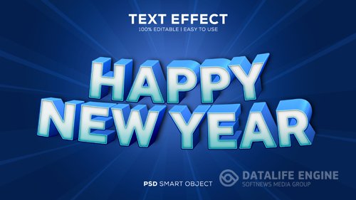 Easy to use new year psd text effect psd