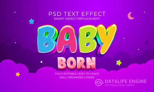 Baby born text effect template