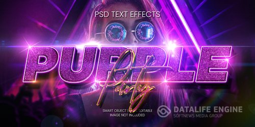 Purple party text effect psd