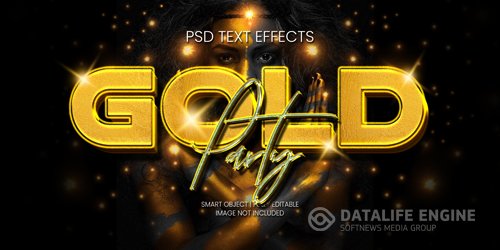 Gold party text effect psd