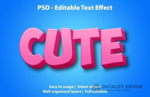 Text effect cute template psd design