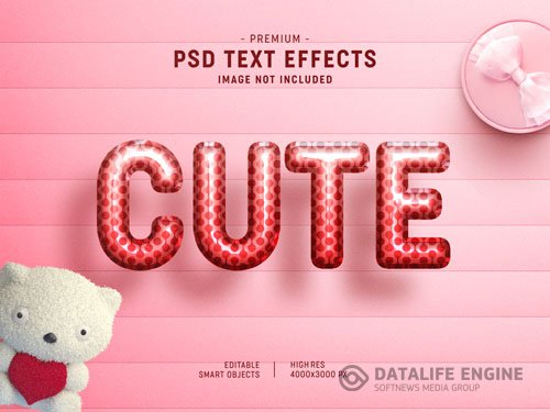 Cute valentine balloon text effect template psd