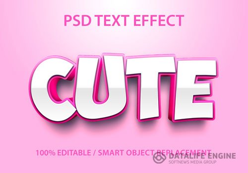 Editable text effect cute design psd