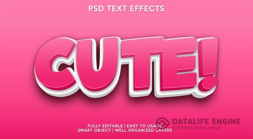 Cute text effect modern psd