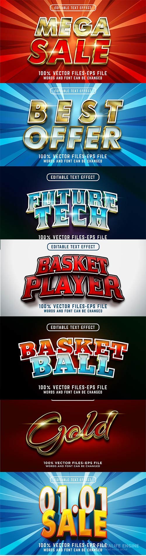 Set 3d editable text style effect vector vol 231