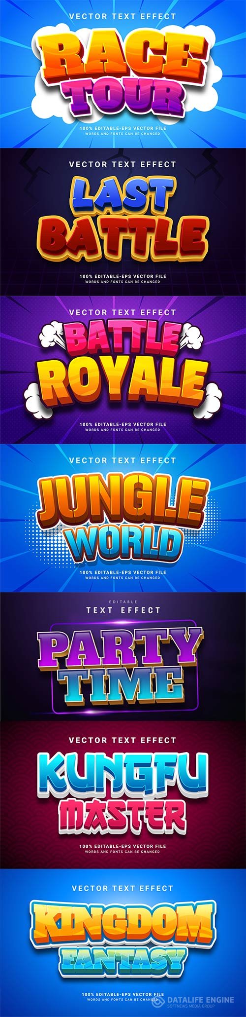 Set 3d editable text style effect vector vol 232