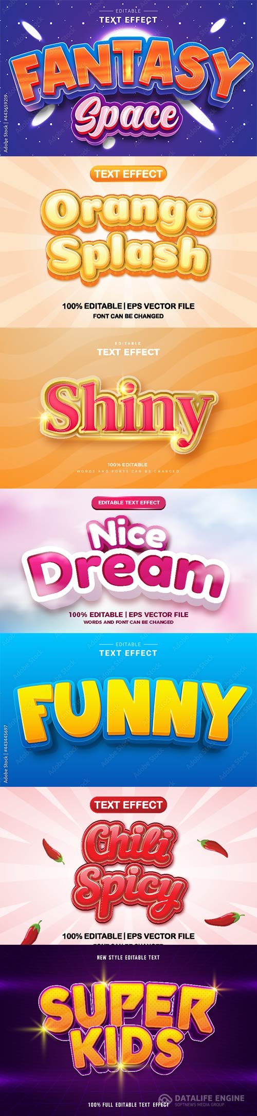 Set 3d editable text style effect vector vol 226