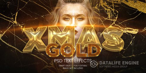 Xmas gold text effect psd