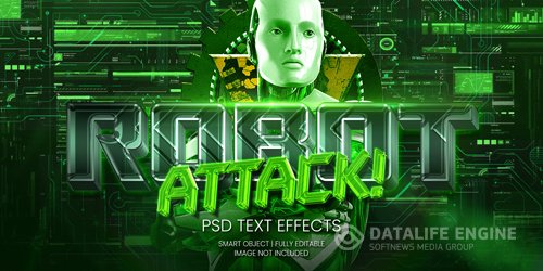 Robot attack text effect psd