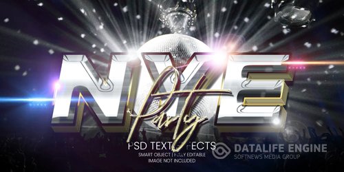 New year eve party text effect psd