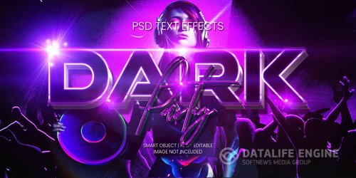 Dark party text effect psd