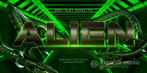 Alien text effect psd