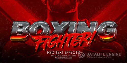 Boxing fighter text effect psd