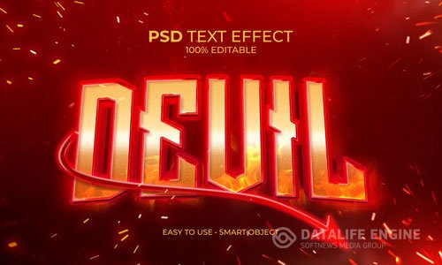 Red devil text effect premium psd