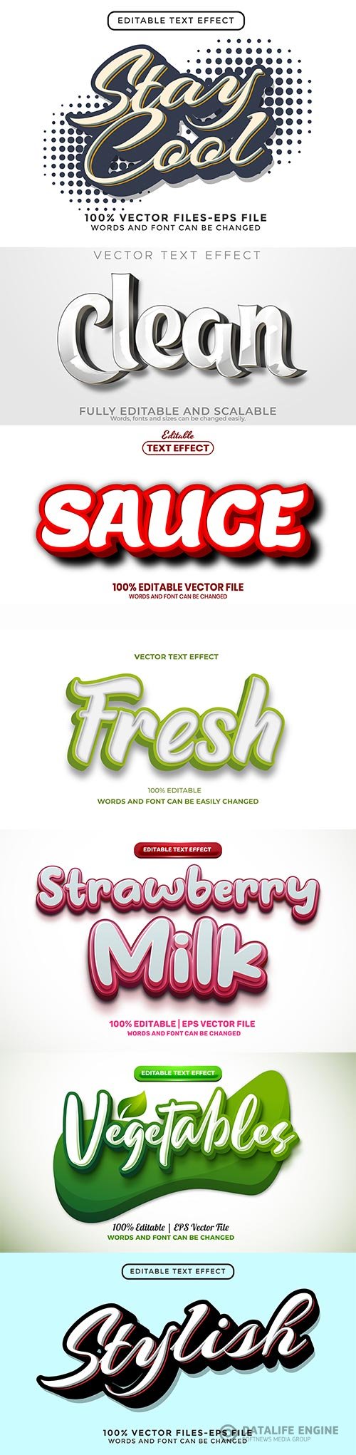 Set 3d editable text style effect vector vol 270