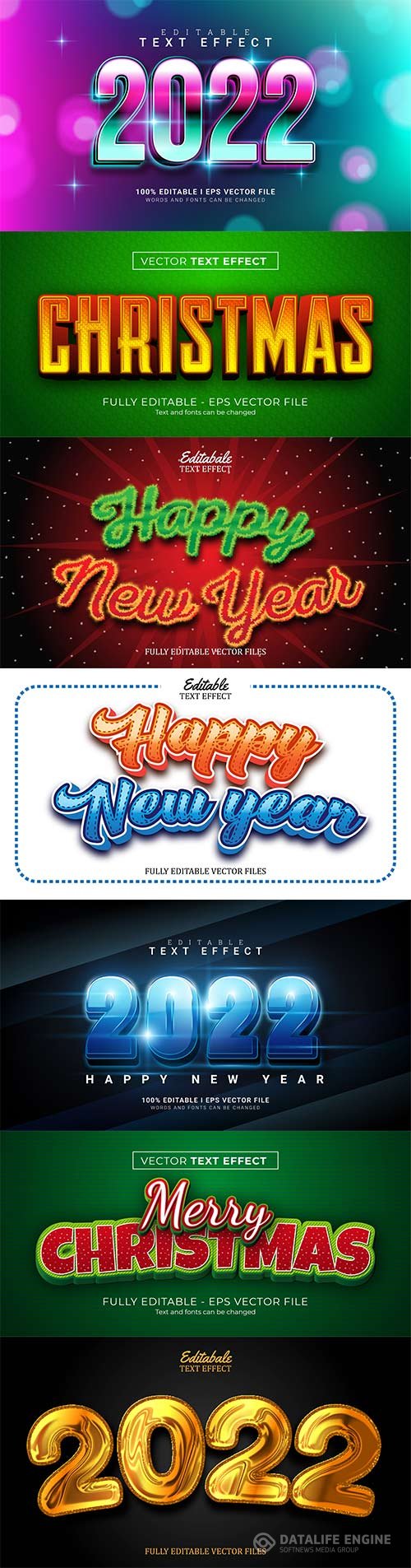 Set 3d editable text style effect vector vol 262