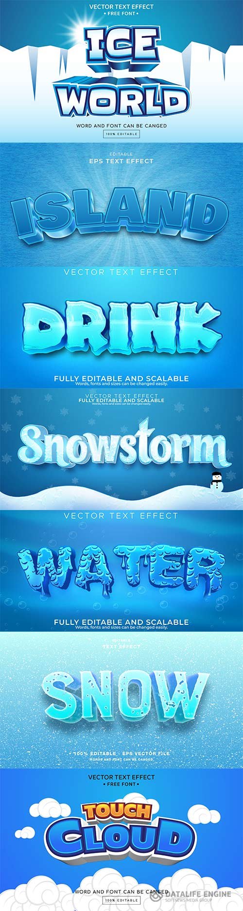 Set 3d editable text style effect vector vol 258