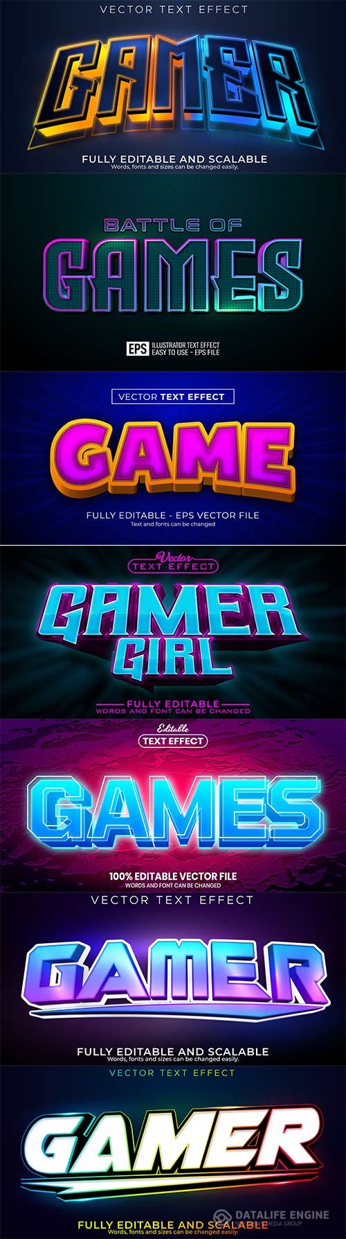 Game 3d editable text style effect vector vol 257