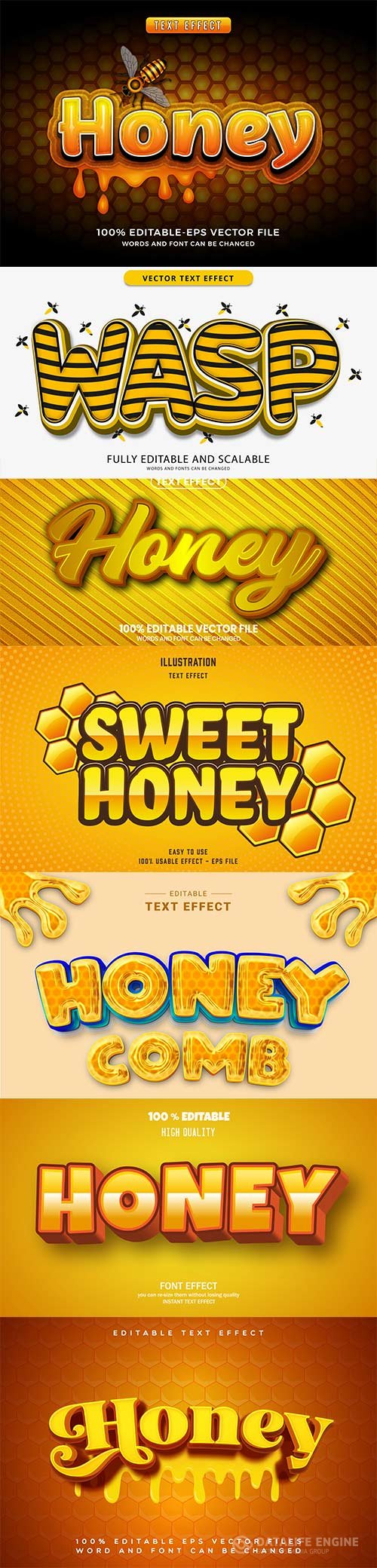 Honey 3d editable text style effect vector vol 260