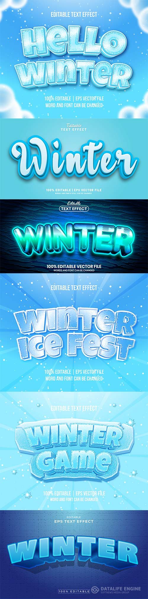 Winter 3d editable text style effect vector vol 248