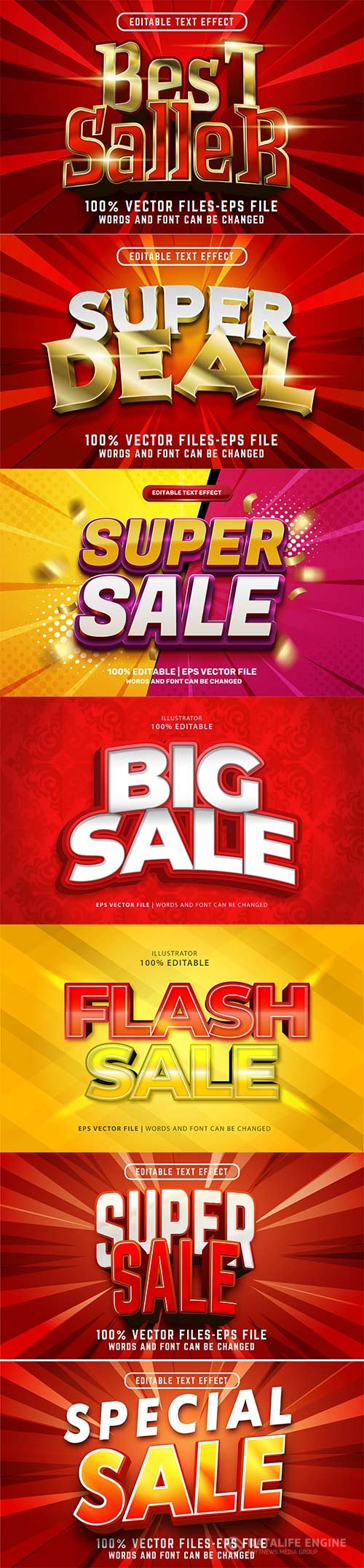 Sale 3d editable text style effect vector vol 255