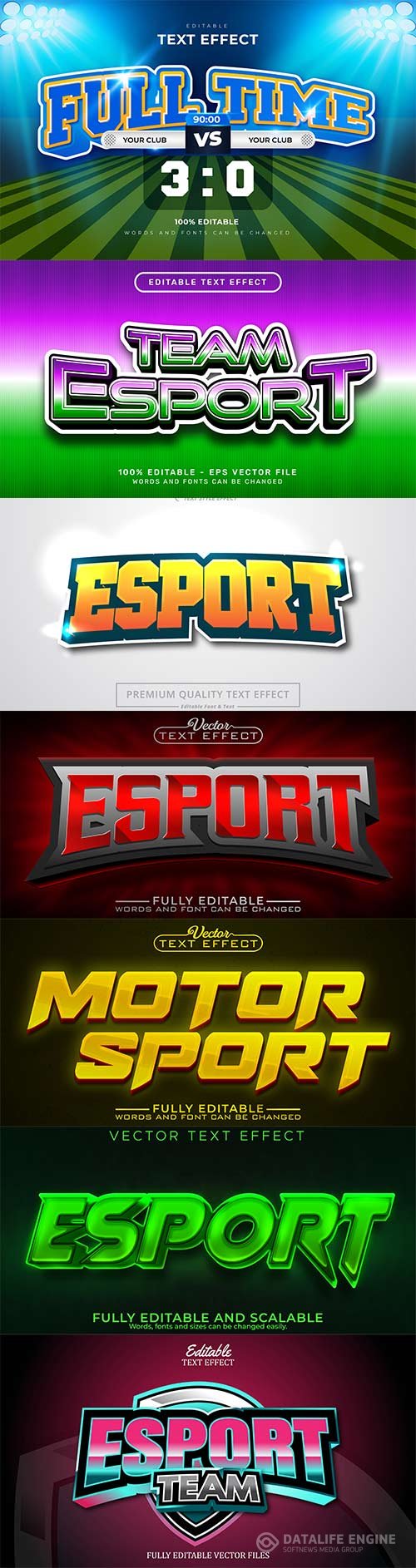 Esport 3d editable text style effect vector vol 250