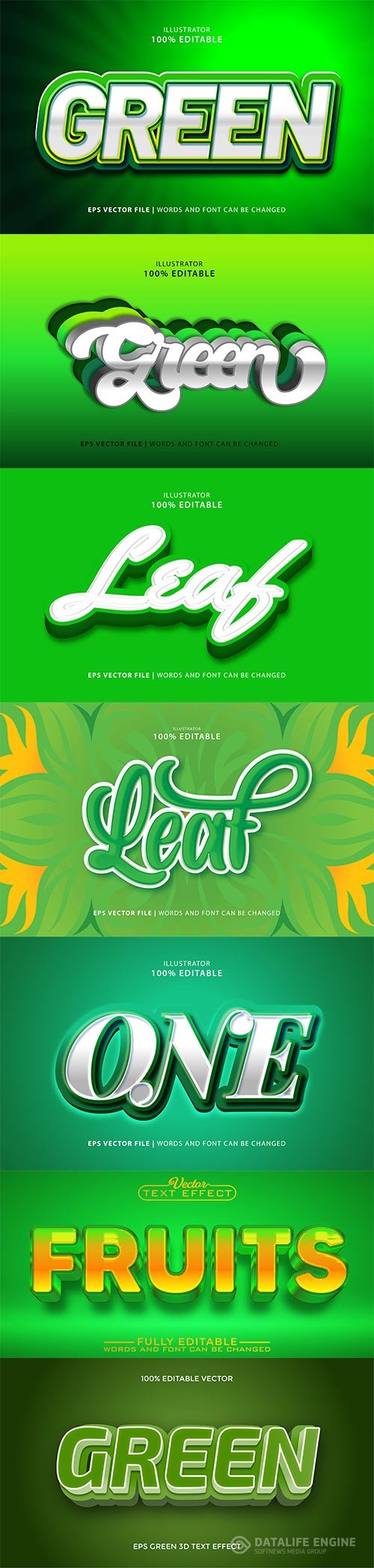 Set 3d editable text style effect vector vol 246