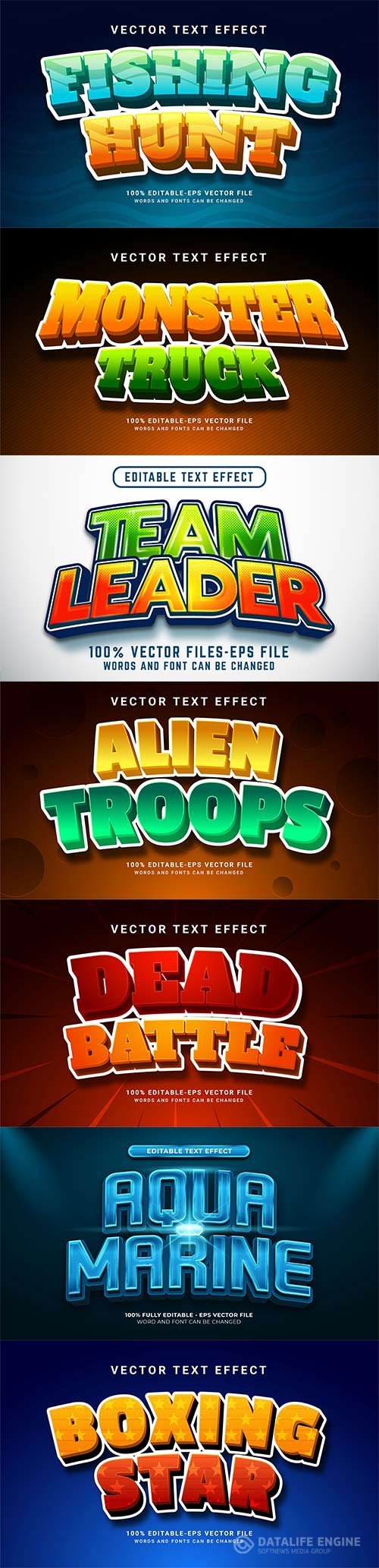 Set 3d editable text style effect vector vol 254