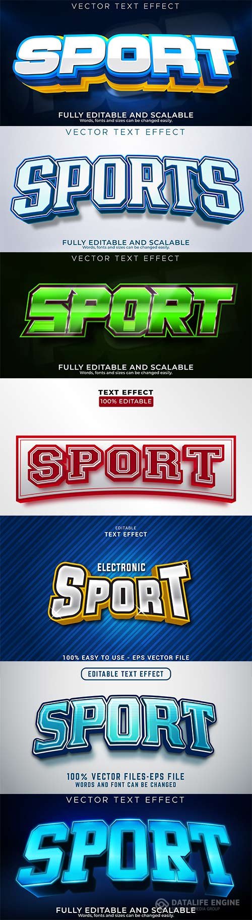 Sport 3d editable text style effect vector vol 251