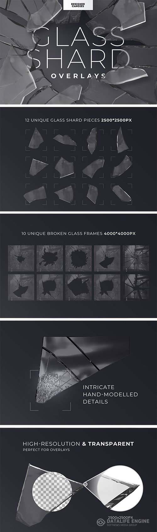 Realistic Glass Shard & Broken Frame Overlays Pack