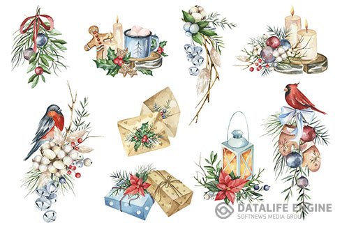 Christmas Compositions Isolated Set