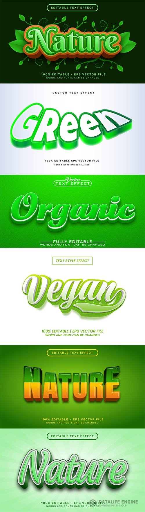 Set 3d editable text style effect vector vol 320