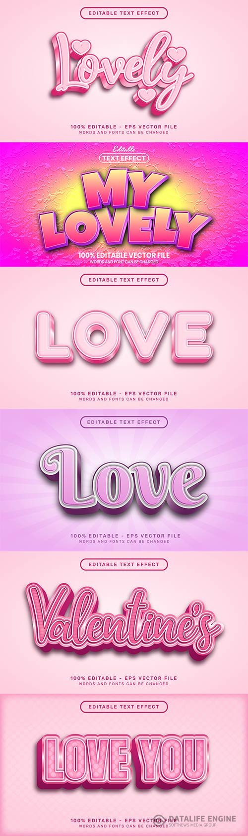 Set 3d editable text style effect vector vol 316