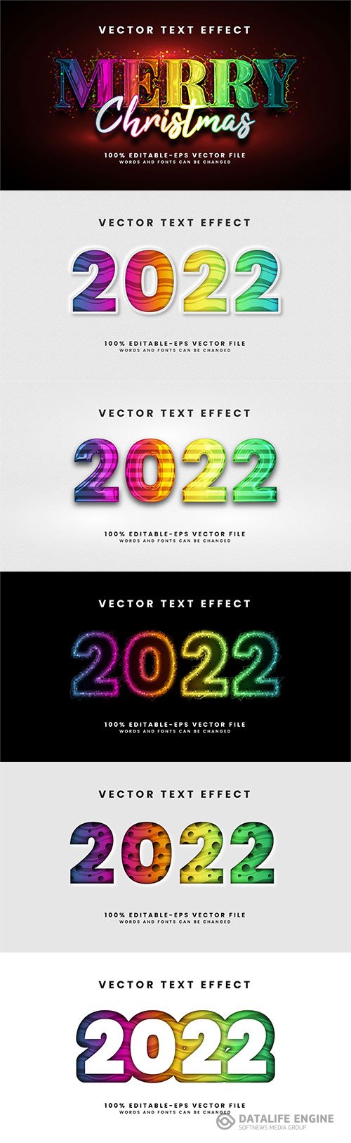 2022 glow text effect, editable text style effect with colorful theme, premium vector