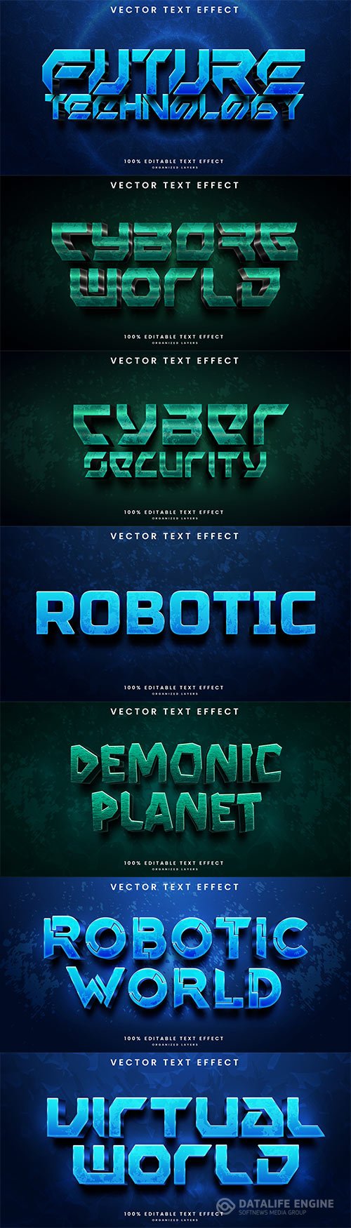 Set 3d editable text style effect vector vol 296