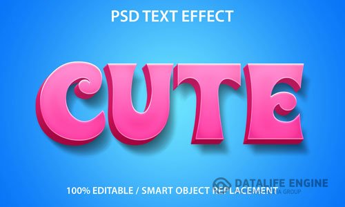 Text effect cute template psd