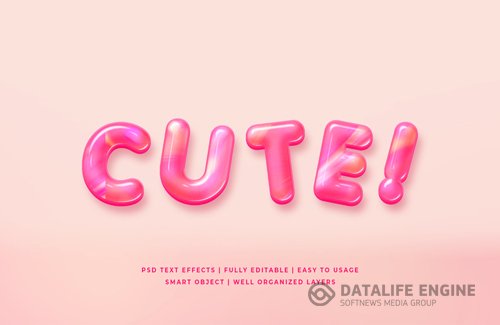 Cute 3d text style psd