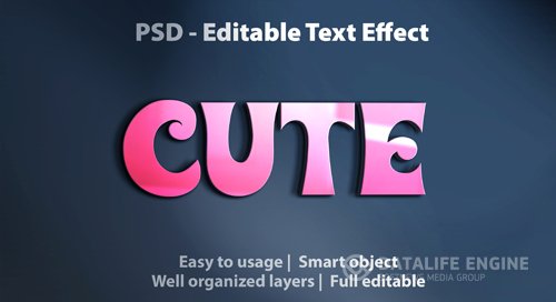 Editable text effect cute pink psd