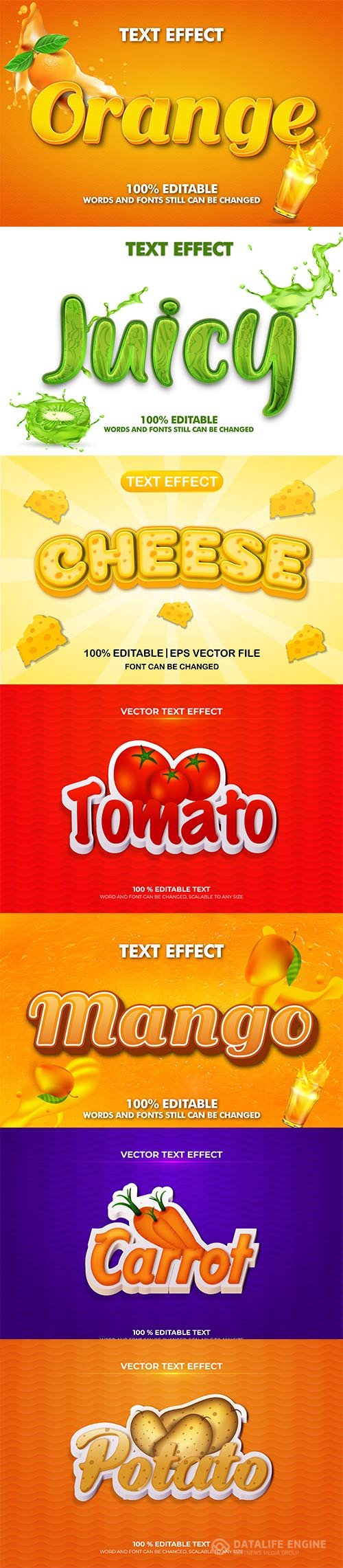 Set 3d editable text style effect vector vol 284