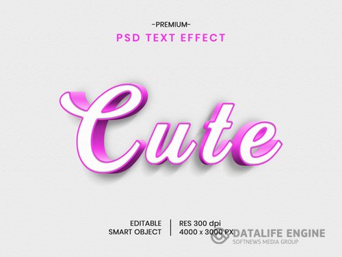 Cute 3d text effect psd design