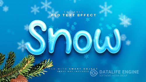 Snow 3d glossy text effect psd